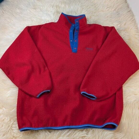 Vintage Mountain Gear Red and Blue T Snap Fleece Pull Over - Picture 1 of 8